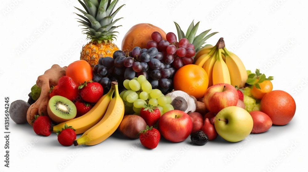Vibrant Fruit Bowl for White Background. Vibrant Fruit Bowl for White Background.