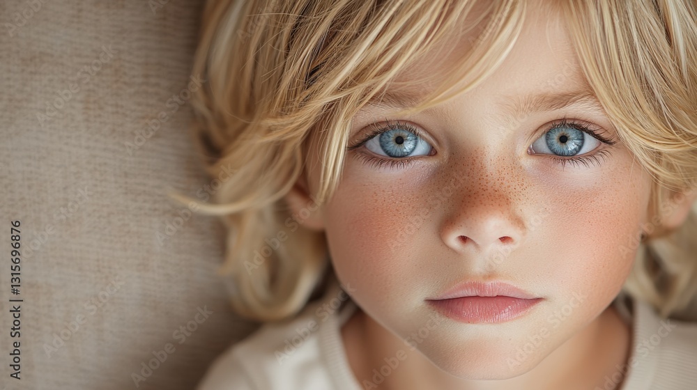 Close-up Portrait of a Child with Bright Blue Eyes and Soft Features Close-up Portrait of a Child with Bright Blue Eyes and Soft Features