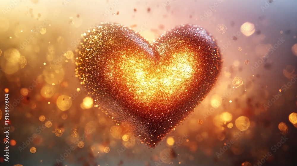 A stunning particle glow heart effect, with shimmering glitter floating gracefully in an infinite loop. The seamless background adds a soft and magical ambiance, isolated on white background A stunning particle glow heart effect, with shimmering glitter floating gracefully in an infinite loop. The seamless background adds a soft and magical ambiance, isolated on white background