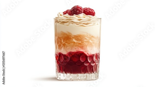 Wallpaper Mural A stunning raspberry and cream parfait, neatly layered in a clear glass. Captured from a side angle to showcase the textures and colors, set against a white background, isolated Torontodigital.ca