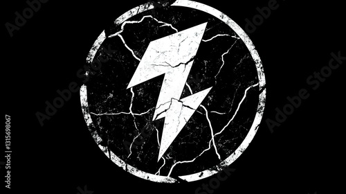 Grunge Lightning Bolt Circle Design