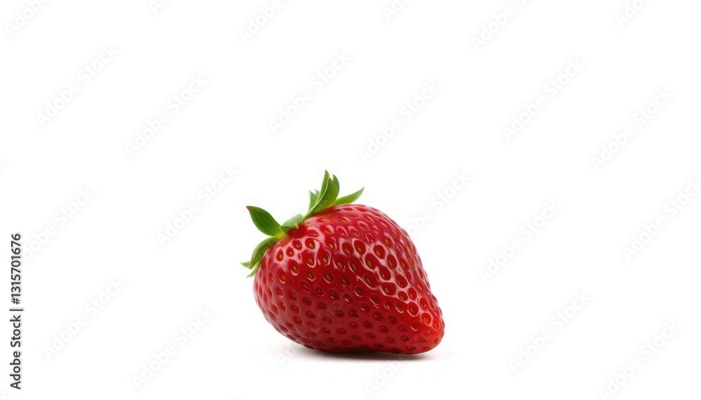 Single ripe strawberry, vibrant red, isolated on pure white background, white background, red Single ripe strawberry, vibrant red, isolated on pure white background, white background, red