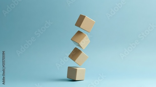 Wallpaper Mural Stacked cubes balancing on each other, illustrating teamwork, problem-solving, and cooperation in business. Torontodigital.ca