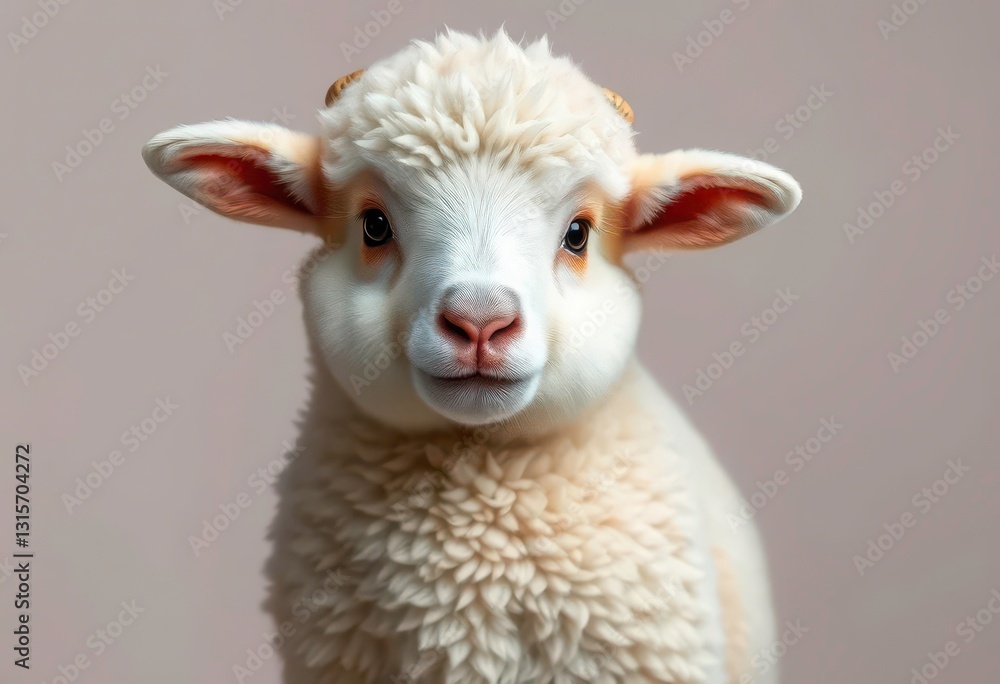Obraz premium A fluffy lamb, elegantly posed, showcasing its soft fleece, soft wool, gentle