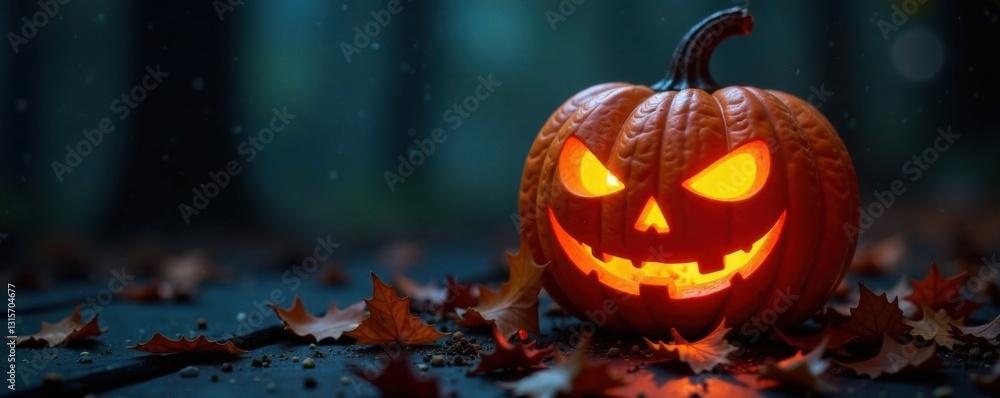 Spooky pumpkin decoration with bold font and glowing eyes on a dark background, orange, pumpkins, autumn Spooky pumpkin decoration with bold font and glowing eyes on a dark background, orange, pumpkins, autumn