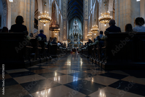 Εκτύπωση καμβά Wedding ceremony in a Dominican church, capturing the solemn atmosphere and the