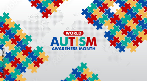 Autism Awareness Month. Design suitable for banners, greeting cards, posters, prints, social media posts, flyers, and t-shirts.