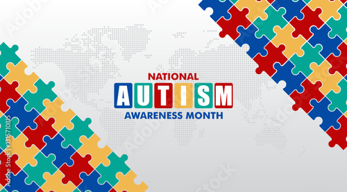 Autism Awareness Month. Design suitable for banners, greeting cards, posters, prints, social media posts, flyers, and t-shirts.