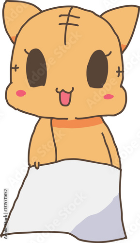 何かを提出する猫