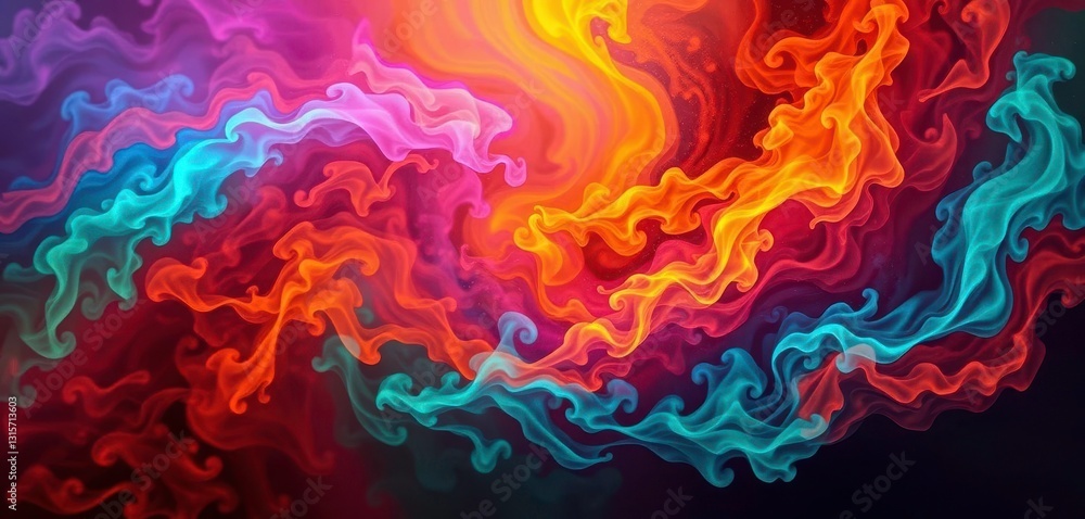 Abstract swirling fire and cosmic nebulae, smoke-like textures, vibrant colors, graphic, galaxy Abstract swirling fire and cosmic nebulae, smoke-like textures, vibrant colors, graphic, galaxy