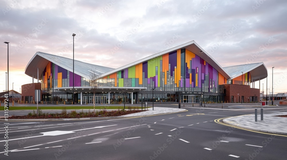 Modern Colorful Building Facade Sunset Architecture Design Modern Colorful Building Facade Sunset Architecture Design