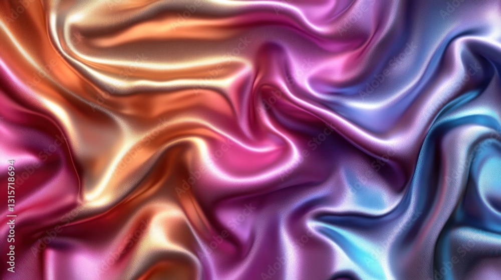 Fototapeta premium Vibrant iridescent silk drape texture