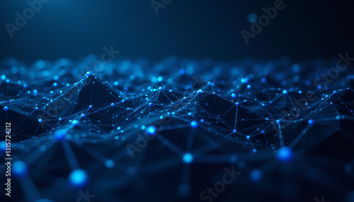 mesmerizing abstract background featuring interconnected blue molecules, creating dynamic wave like structure. This digital representation evokes sense of depth and innovation
