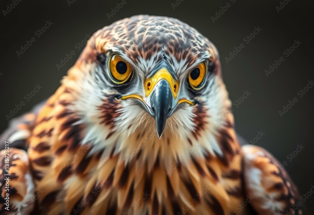 Close-up of falcon's intense gaze, sharp talons visible, powerful, wildlife photography Close-up of falcon's intense gaze, sharp talons visible, powerful, wildlife photography