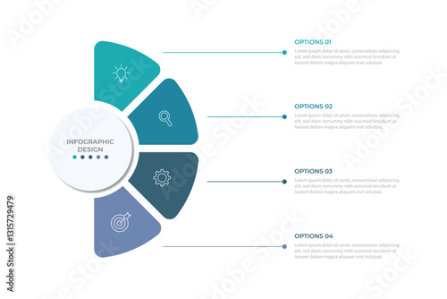 Vector infographic label design with circle infographic template design and 4-5-6 options or steps. Can be used for process diagram, presentations, workflow layout, banner, flow chart, info graph