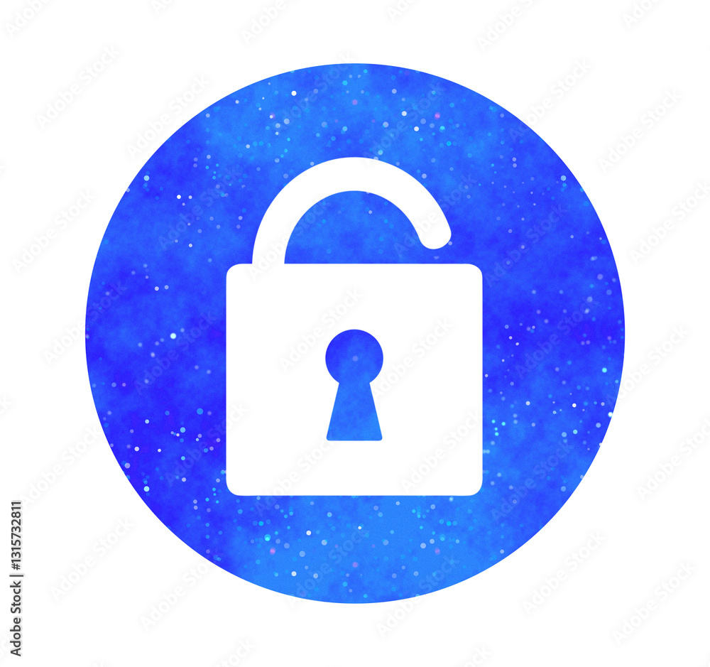 青い星空｜開いた南京錠マーク	
