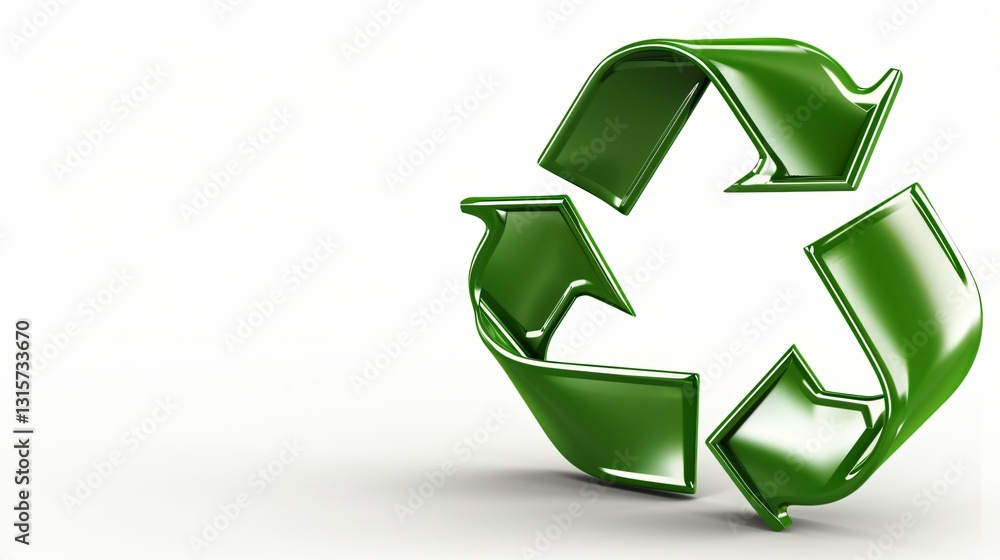 Fototapeta premium A creative green logo with an abstract recycling symbol that stands for modern eco-design sustainable development renewable energy and green technology.