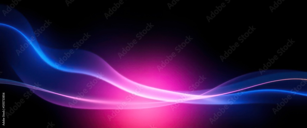 Dark, grainy blue, pink, yellow gradient waves glow on black backdrop , dynamic, illustration Dark, grainy blue, pink, yellow gradient waves glow on black backdrop , dynamic, illustration