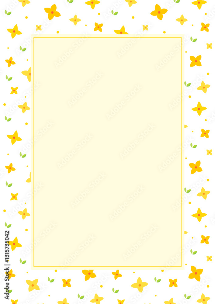 Forsythia flowers pattern design frame template background. Forsythia flowers pattern design frame template background.