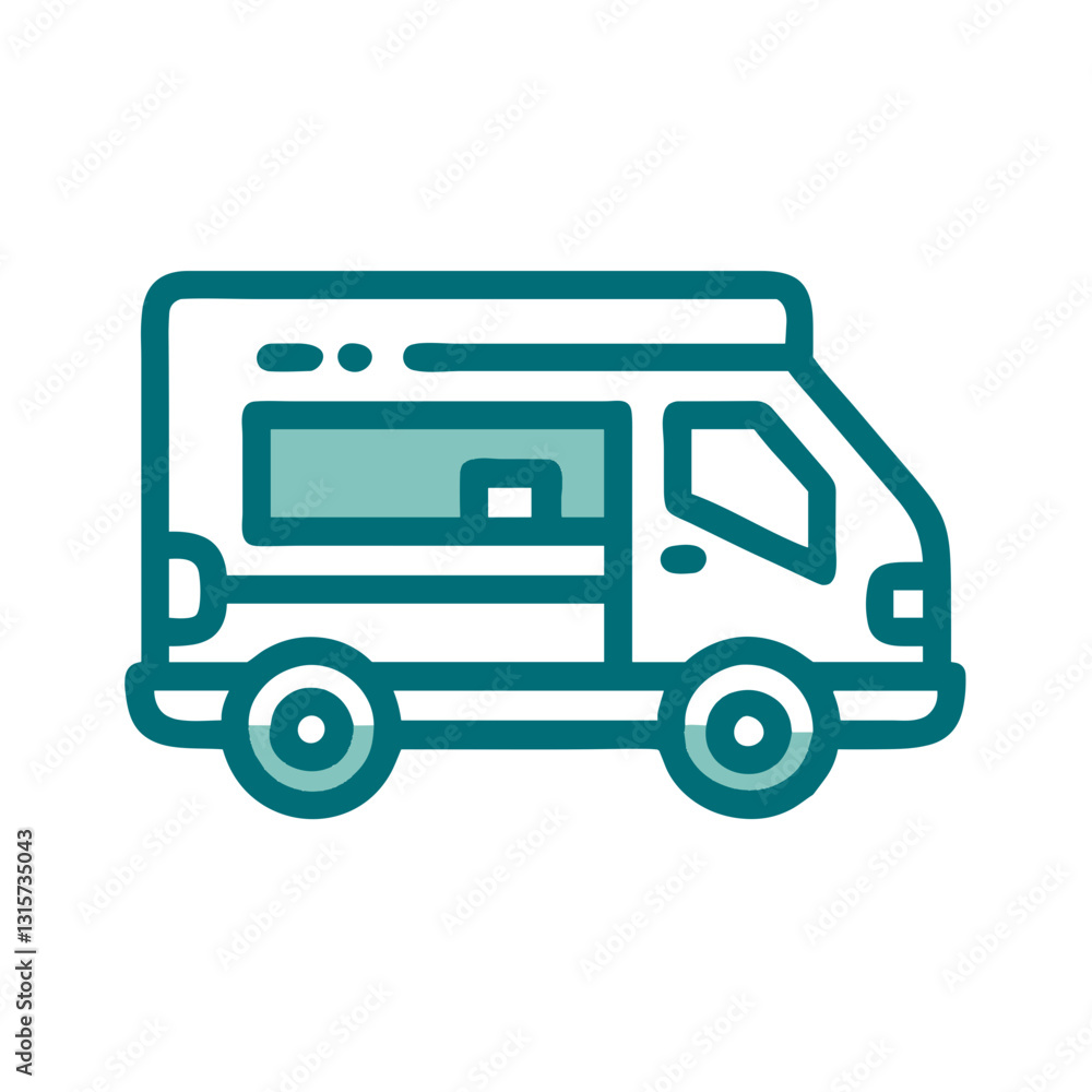 Vector van icon with clean straight lines, modern minimalistic design, and transportation concept Vector van icon with clean straight lines, modern minimalistic design, and transportation concept