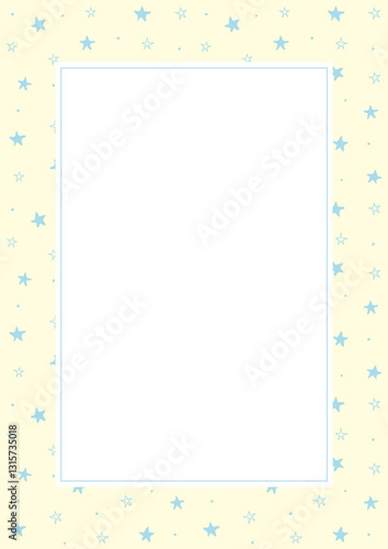 Hand drawn stars pattern design frame template background.