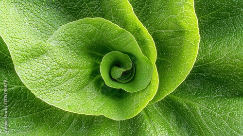 Close-Up Macro Photograph of Vibrant Green Fern Leaf with Water Droplets