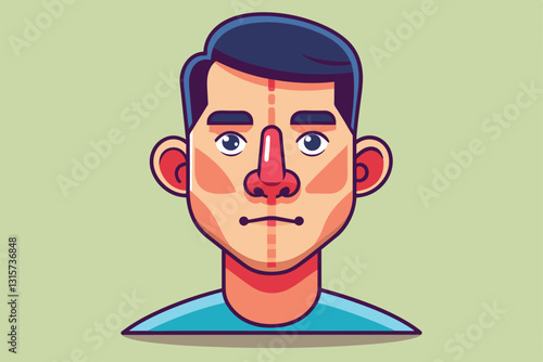 Illustration displays a customizable rhinoplasty design with facial disproportion for aesthetic assessment, Rhinoplasty Customizable Disproportionate Illustration