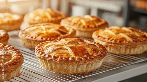 Wallpaper Mural Freshly baked meat pies on a cooling rack. Delicious and savory pastries for any occasion. Torontodigital.ca