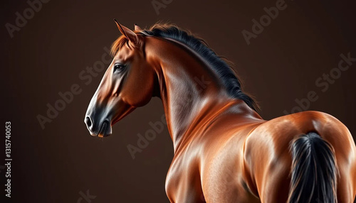 Stunning Chestnut Horse Portrait Dark Background Art Print
