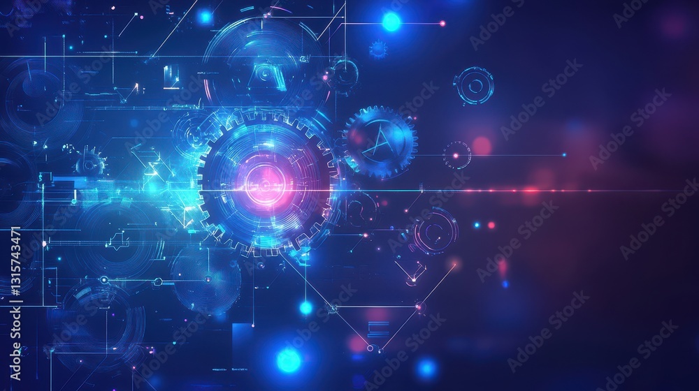 Obraz premium Dynamic Clockwork with Glowing Gears and Patterns