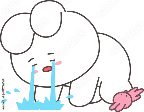 Cute Crying Bunny Character – Hilarious Tears and Emotional Breakdown