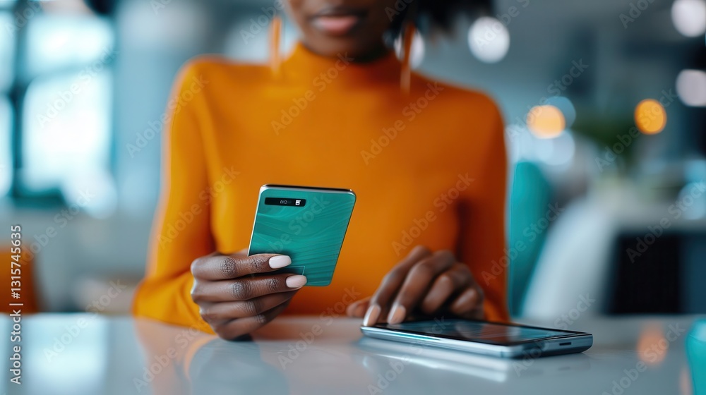 Fototapeta premium Person using a CBDC digital wallet for everyday purchases, central bank digital currency revolutionizing financial transactions