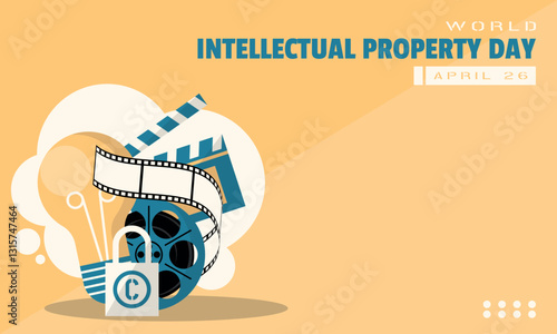 World Intellectual Property Day Template. Copyright in the film industry. Copy space area