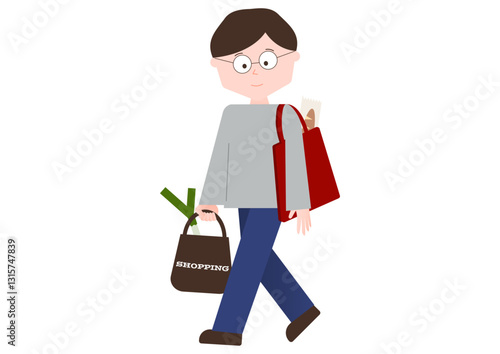 食料品を買った男性
