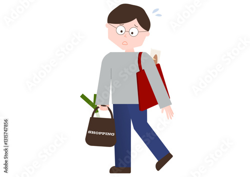 荷物が重くて困る男性