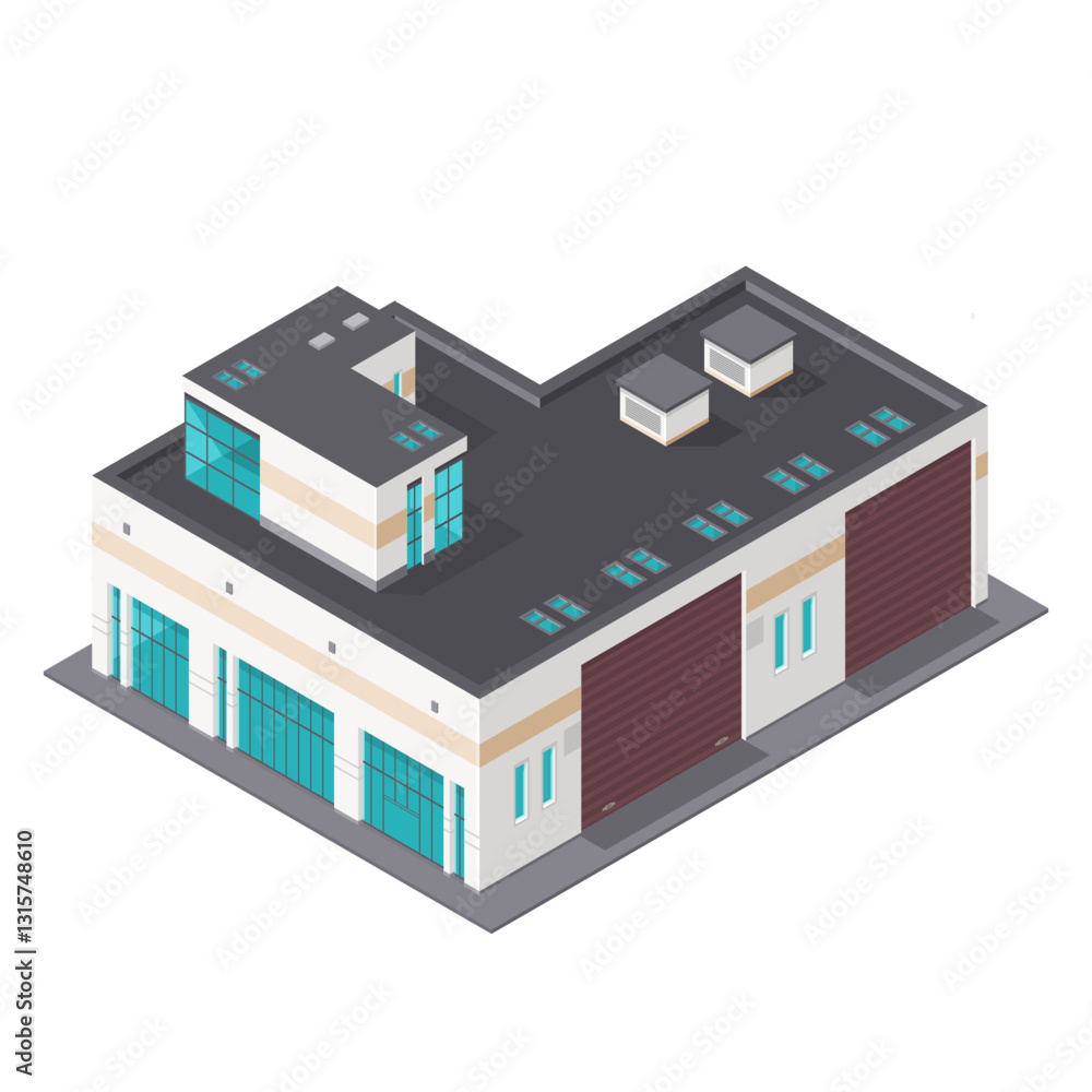 Illustration Vector Isometric industrial Factory building icon Illustration Vector Isometric industrial Factory building icon