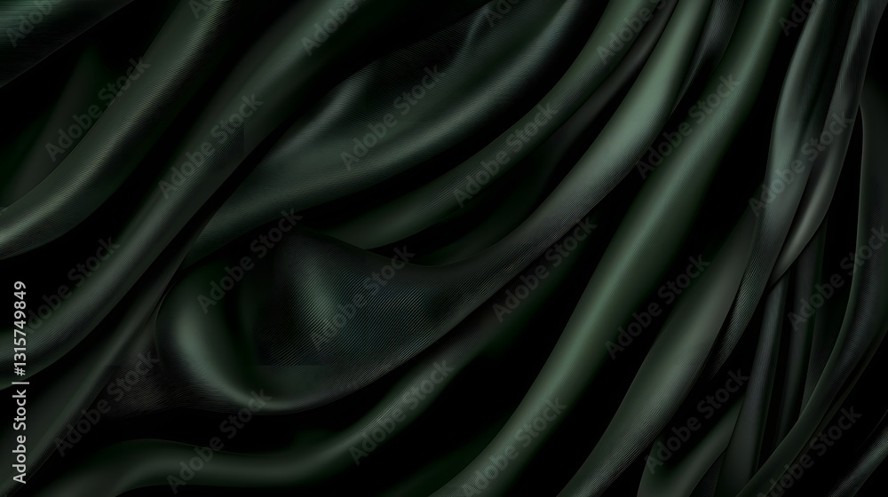 Fototapeta premium Luxurious Dark Green Silk Fabric Textures for Elegant Backgrounds and Designs
