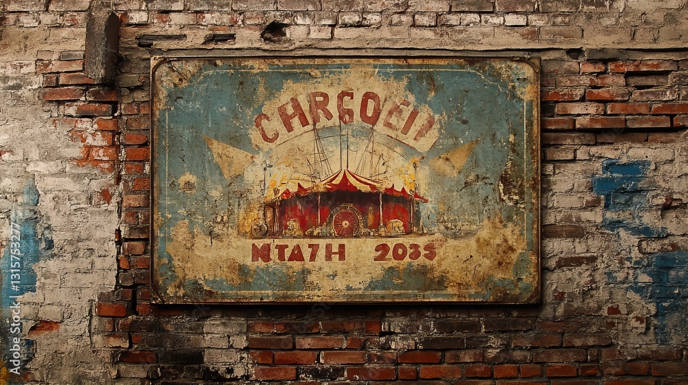 Naklejka premium Generic Faded Poster Overview 1920s Wall Circus Brick