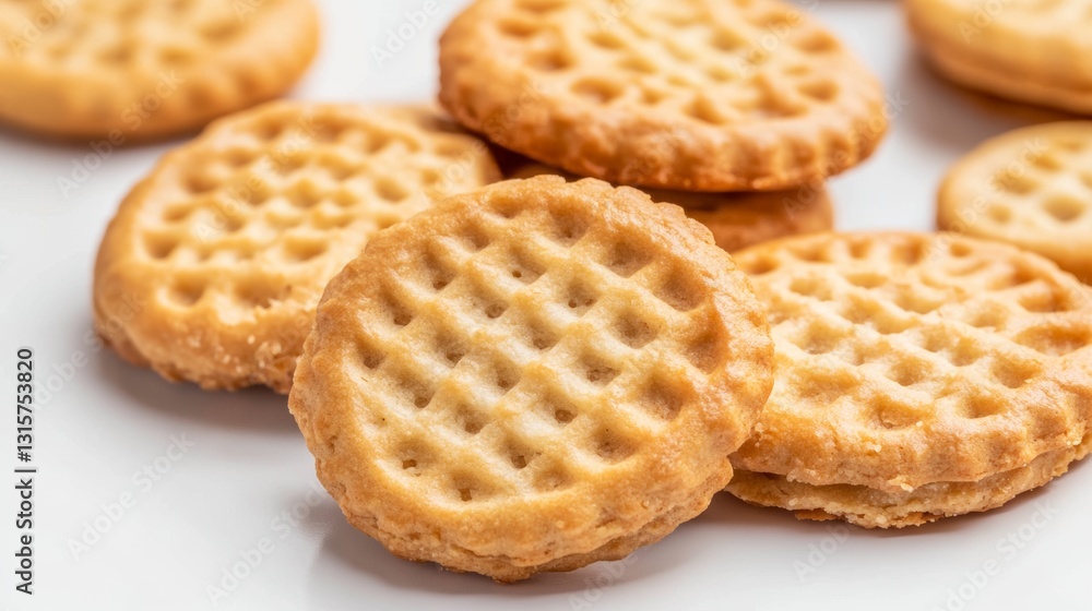 Delicious crispy cookies arranged on a plate ready for a delightful snack experience in a cozy kitchen setting Delicious crispy cookies arranged on a plate ready for a delightful snack experience in a cozy kitchen setting