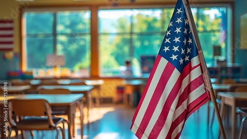 American Flag in a Classroom: A Symbol of Education and Patriotism