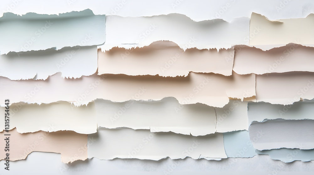 Fototapeta premium Colorful Torn Paper Background in Soft Pastel Shades for Creative Design Projects