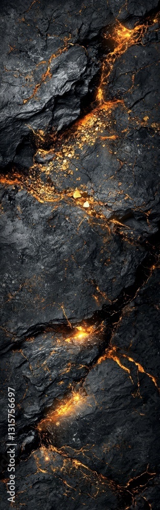 Halloween-themed rock texture featuring orange and black hues with striking gold veins. Halloween-themed rock texture featuring orange and black hues with striking gold veins.