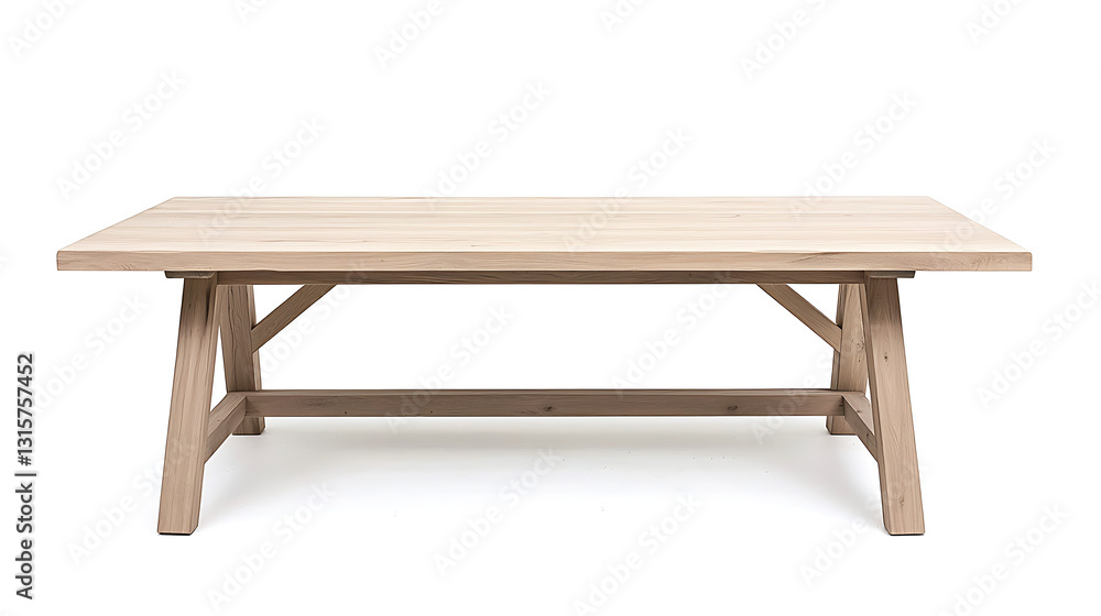 A long wooden table with a white background A long wooden table with a white background