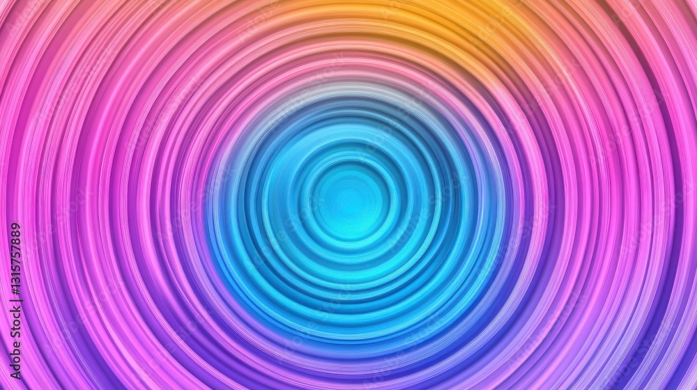 A vibrant, colorful pattern of concentric circles in shades of blue, purple, and orange, creating a mesmerizing visual effect.