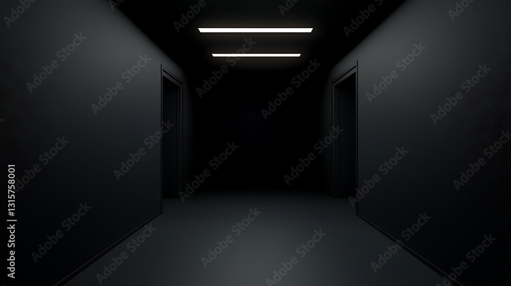 Fototapeta premium A dark hallway with no light and no people