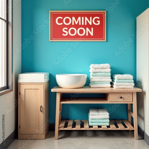 Diaper Changing Station with Coming Soon Sign, baby arrival, baby registry