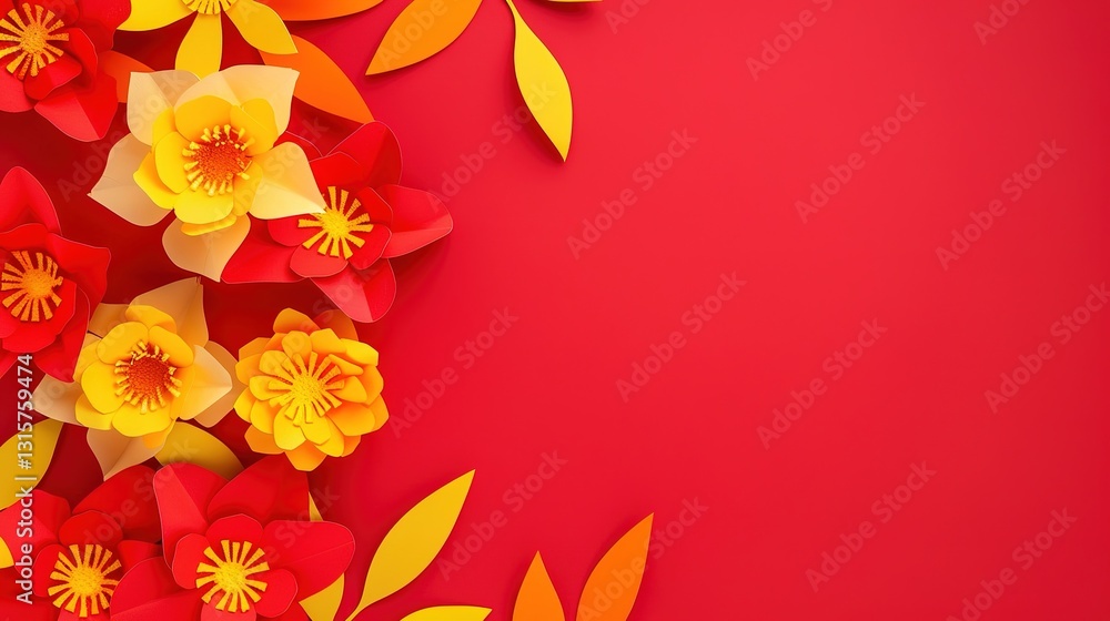 Obraz premium Flower Background of Spanish National Day: The National Spectacle and Cultural Blossoming Amidst the Crowded Flowers