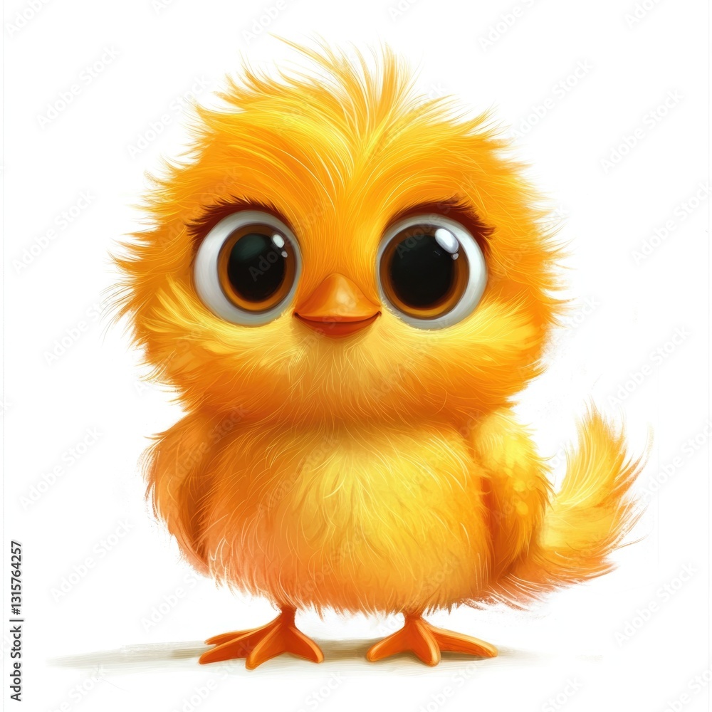 Fototapeta premium A digitally rendered illustration of a fluffy and friendly baby chick