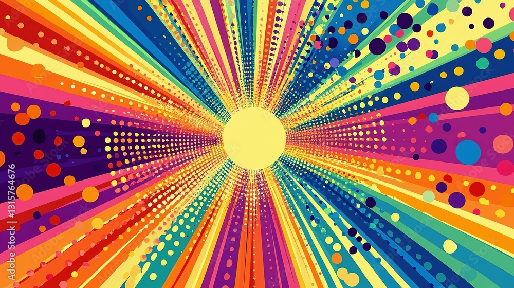An abstract composition featuring a colorful radial explosion of varied hues An abstract composition featuring a colorful radial explosion of varied hues