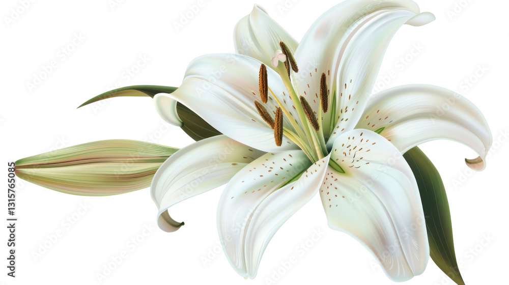 White lily flower blooming with transparent background White lily flower blooming with transparent background